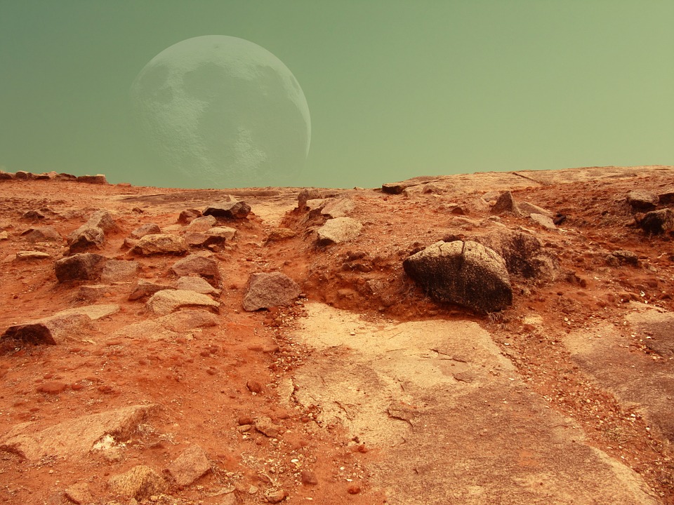 red soil, moon, Mars, dry soil, universe