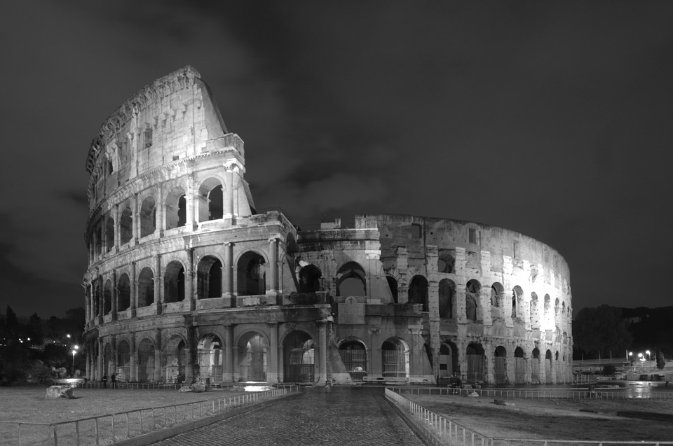Rome coloseum, black and white