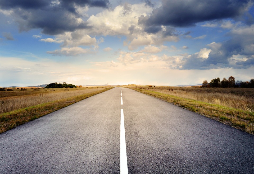 concrete road, road to nowhere, long road, road and nature